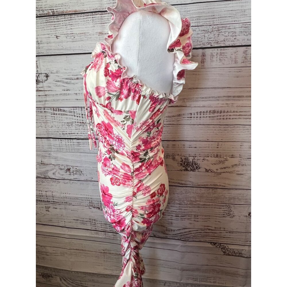 MILUMIA WOMENS BOHO FLORAL RUNCHED BODYCON SLEEVELESS DRESS - Picture 5 of 12